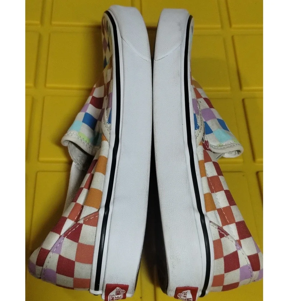 Vans Classic Slip-On Rainbow Checkerboard Sneakers Multicolor Canvas Shoes